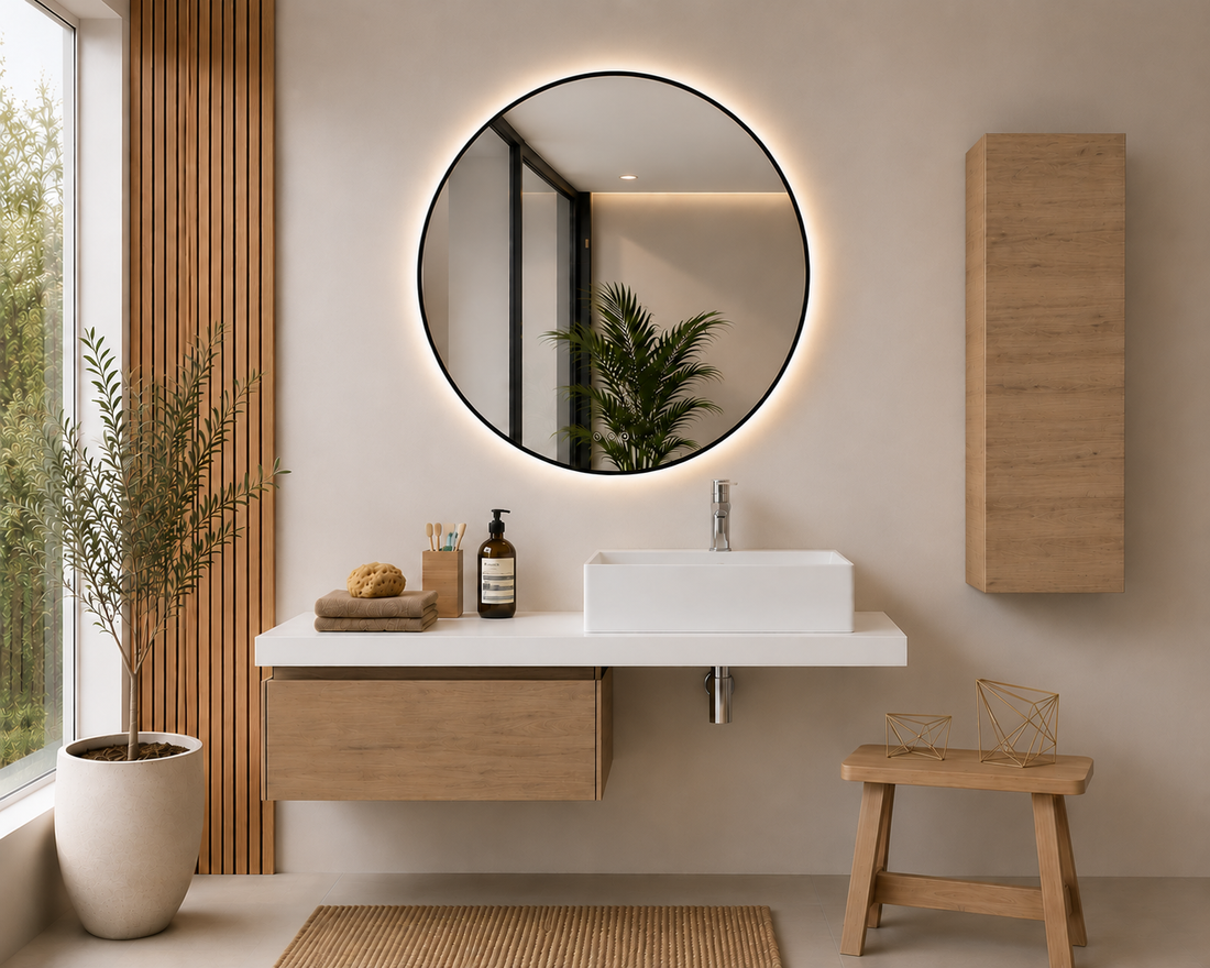 Meuble de salle de bain suspendu SICILIA avec module 60 cm finition Estepa et plan de toilette blanc 120 cm