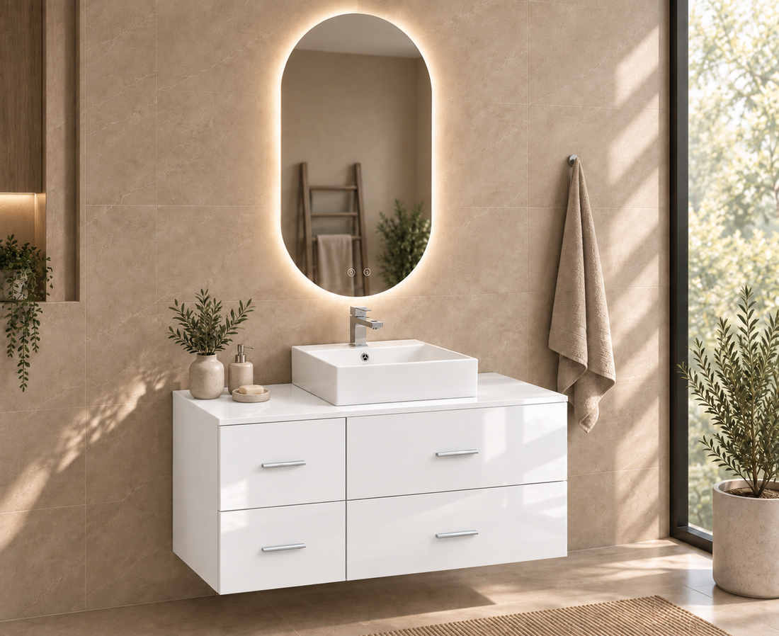 Mueble de baño PAROS con encimera y lavabo Libra sobreencimera