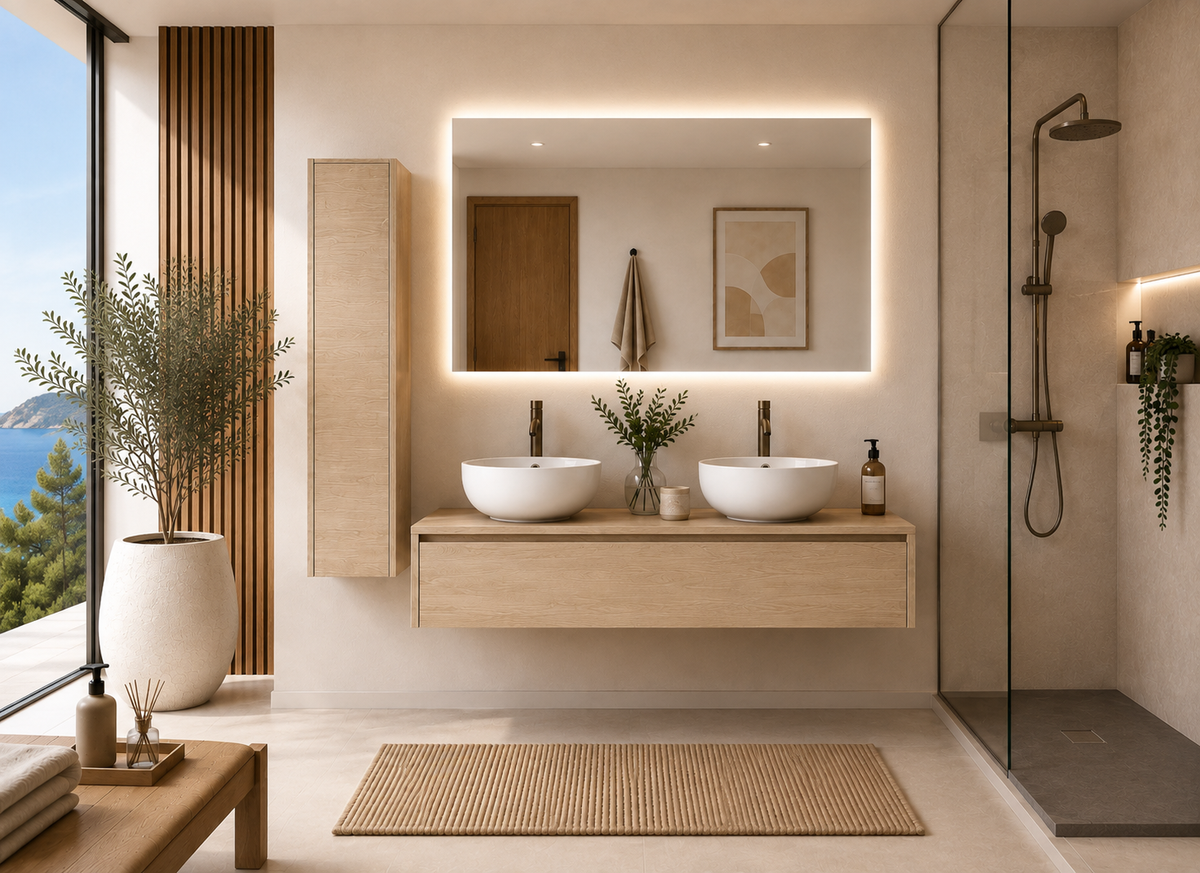 Meuble de salle de bain avec lavabo à poser couleur estepa FORMENTERA