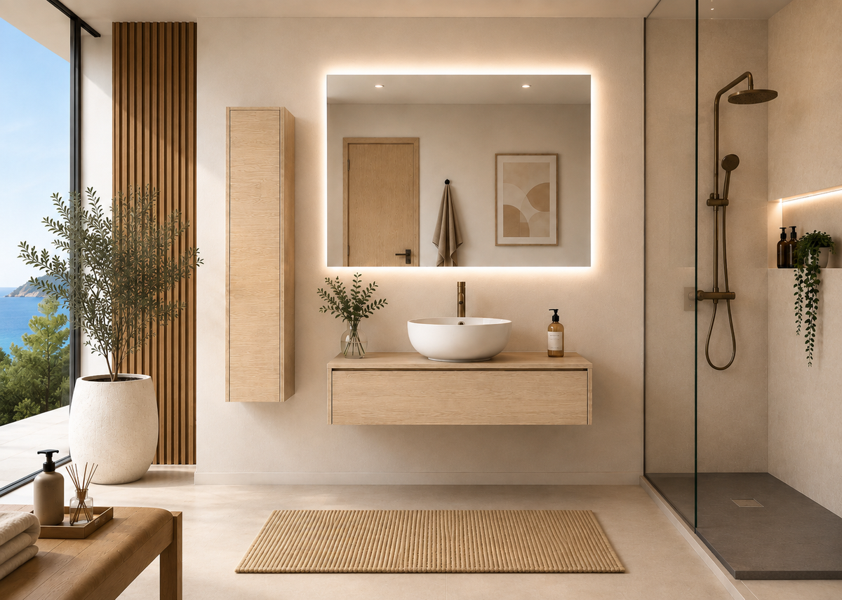 Meuble de salle de bain avec lavabo à poser couleur estepa FORMENTERA