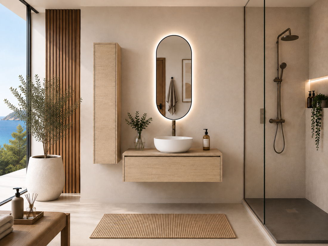 Meuble de salle de bain avec lavabo à poser couleur estepa FORMENTERA