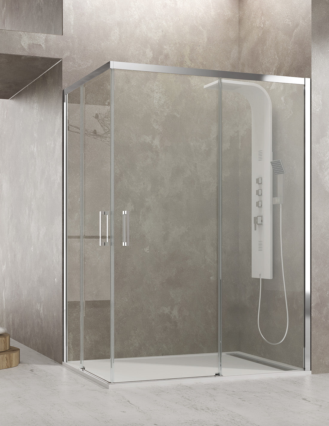 Paroi de douche CEOS angulaire 2+2 sans profilé inférieur 70x70 cm Verre Transparent
