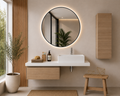 Meuble de salle de bain suspendu SICILIA avec module 60 cm finition Estepa et plan de toilette blanc 120 cm