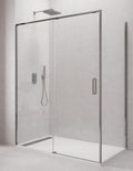 Paroi de douche d'angle 1+1 avec côté fixe CETUS sans profilé inférieur en Chrome ou Noir.