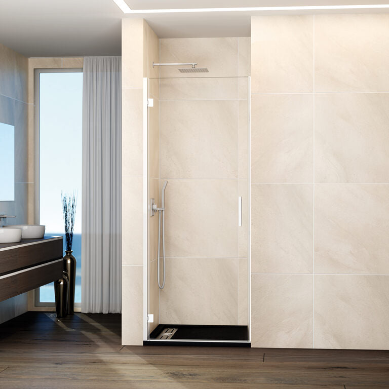 Paroi de douche frontale rabattable avec fermeture magnétique 1 porte VERRE