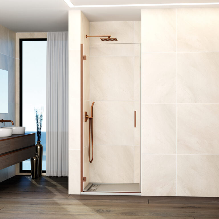 Paroi de douche frontale rabattable avec fermeture magnétique 1 porte VERRE