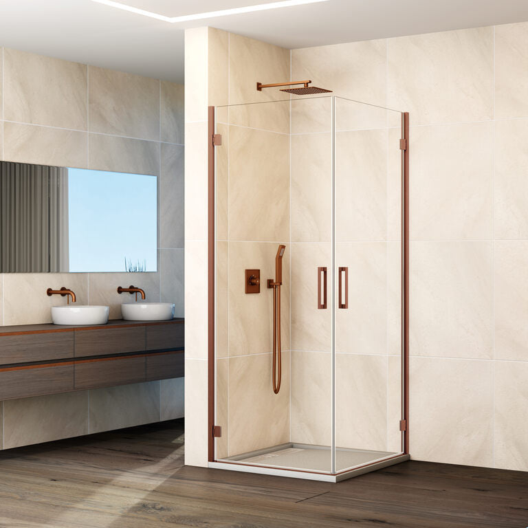 Paroi de douche d'angle pivotante 2 portes GLASS