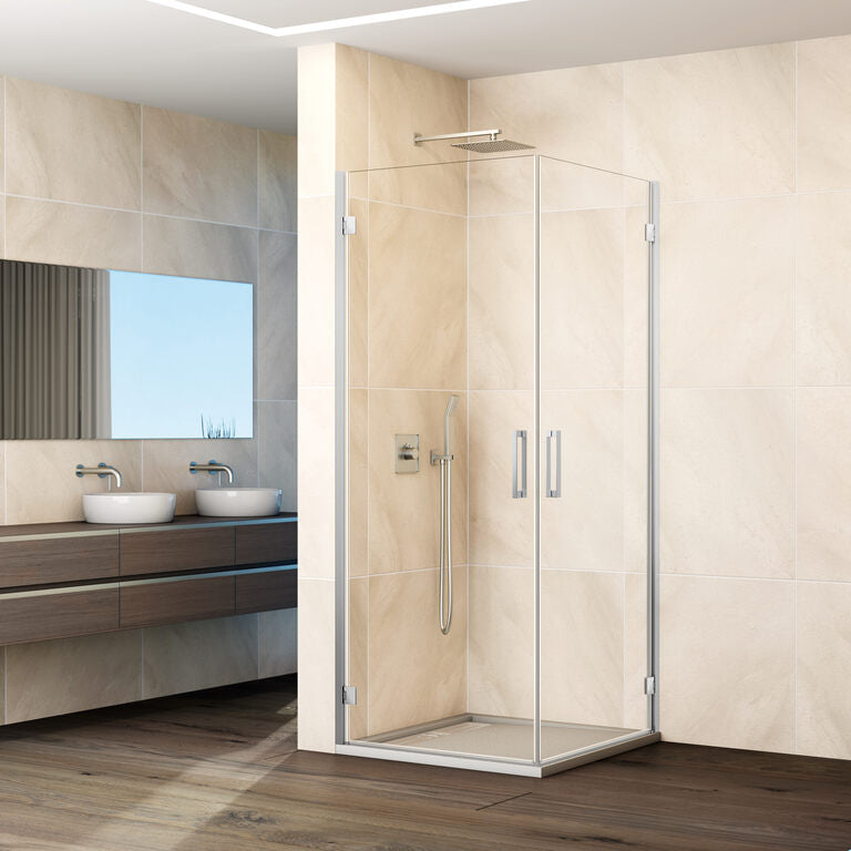 Paroi de douche d'angle pivotante 2 portes GLASS
