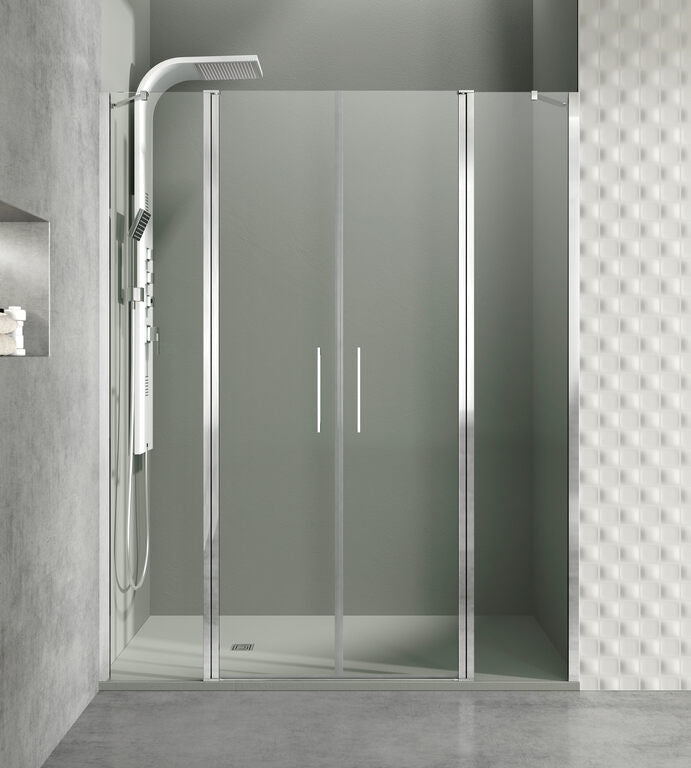 Panneau fixe + 2 portes battantes + panneau fixe OUVERT
