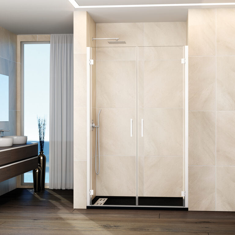 Paroi de douche frontale escamotable 2 portes en verre