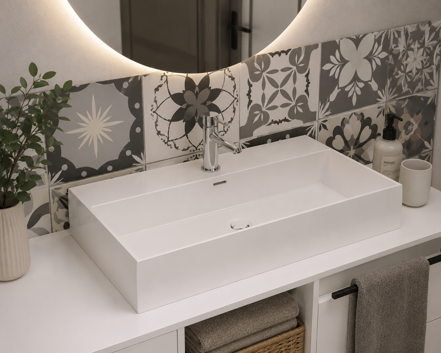 Lavabo en porcelaine à poser sur un plan de toilette GEMINI