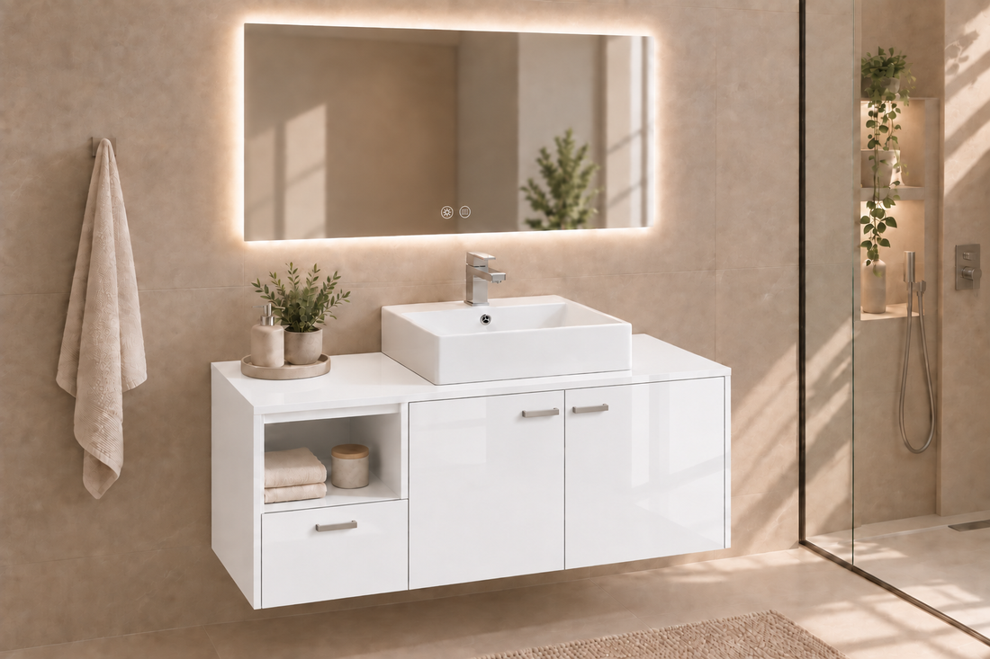 Mueble de baño NAXOS con encimera y lavabo Libra sobreencimera