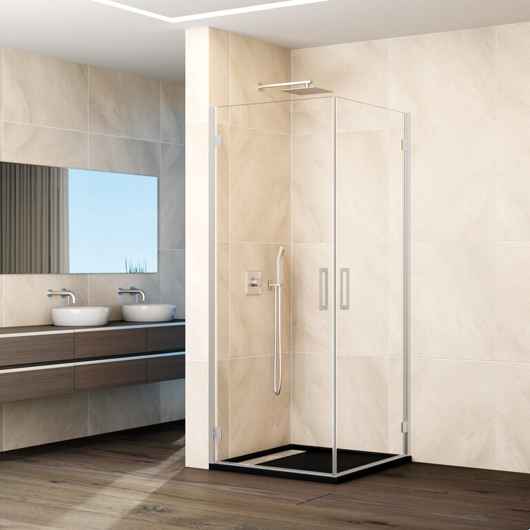 Paroi de douche d'angle pivotante 2 portes GLASS
