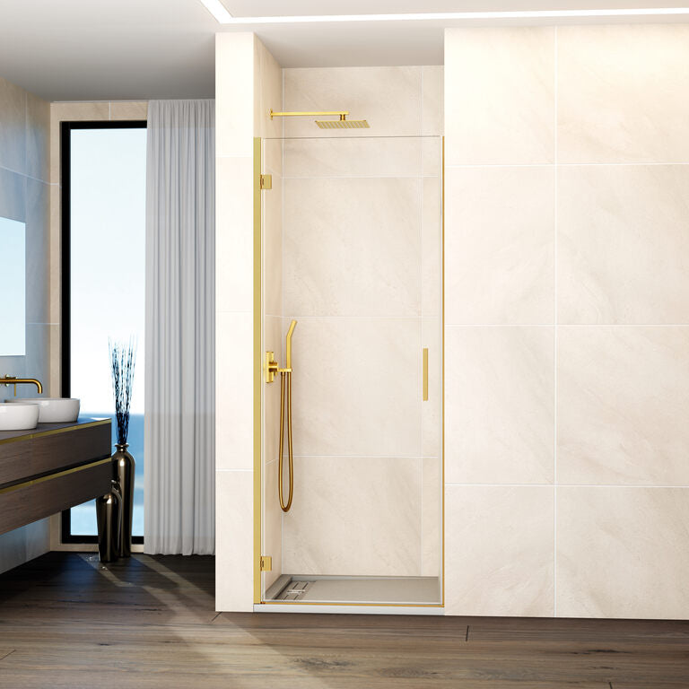 Paroi de douche frontale rabattable avec fermeture magnétique 1 porte VERRE
