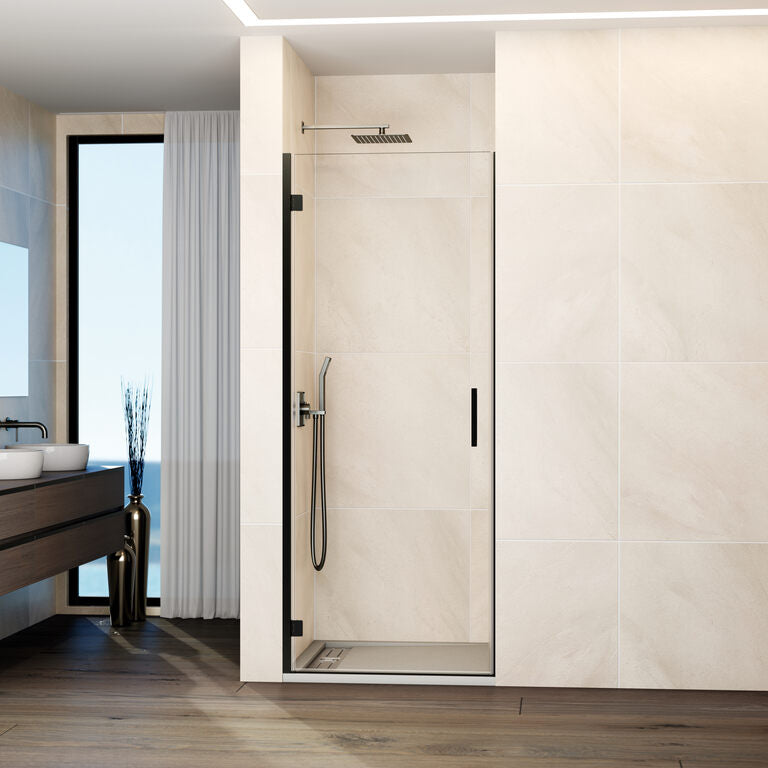 Paroi de douche frontale rabattable avec fermeture magnétique 1 porte VERRE