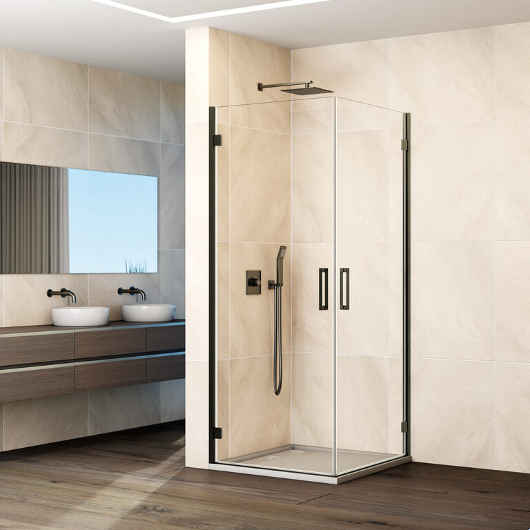 Paroi de douche d'angle pivotante 2 portes GLASS
