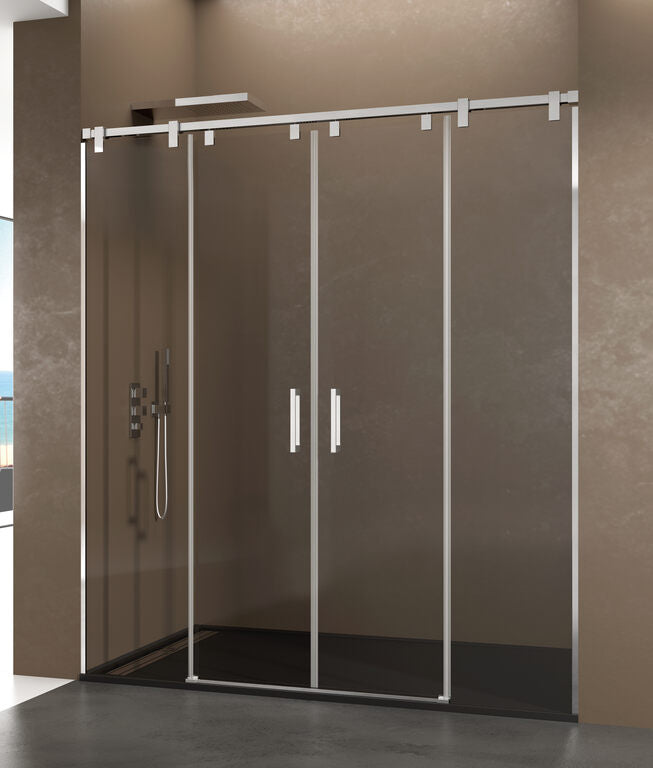 Paroi de douche frontale 2 fixes + 2 coulissants FUTURA